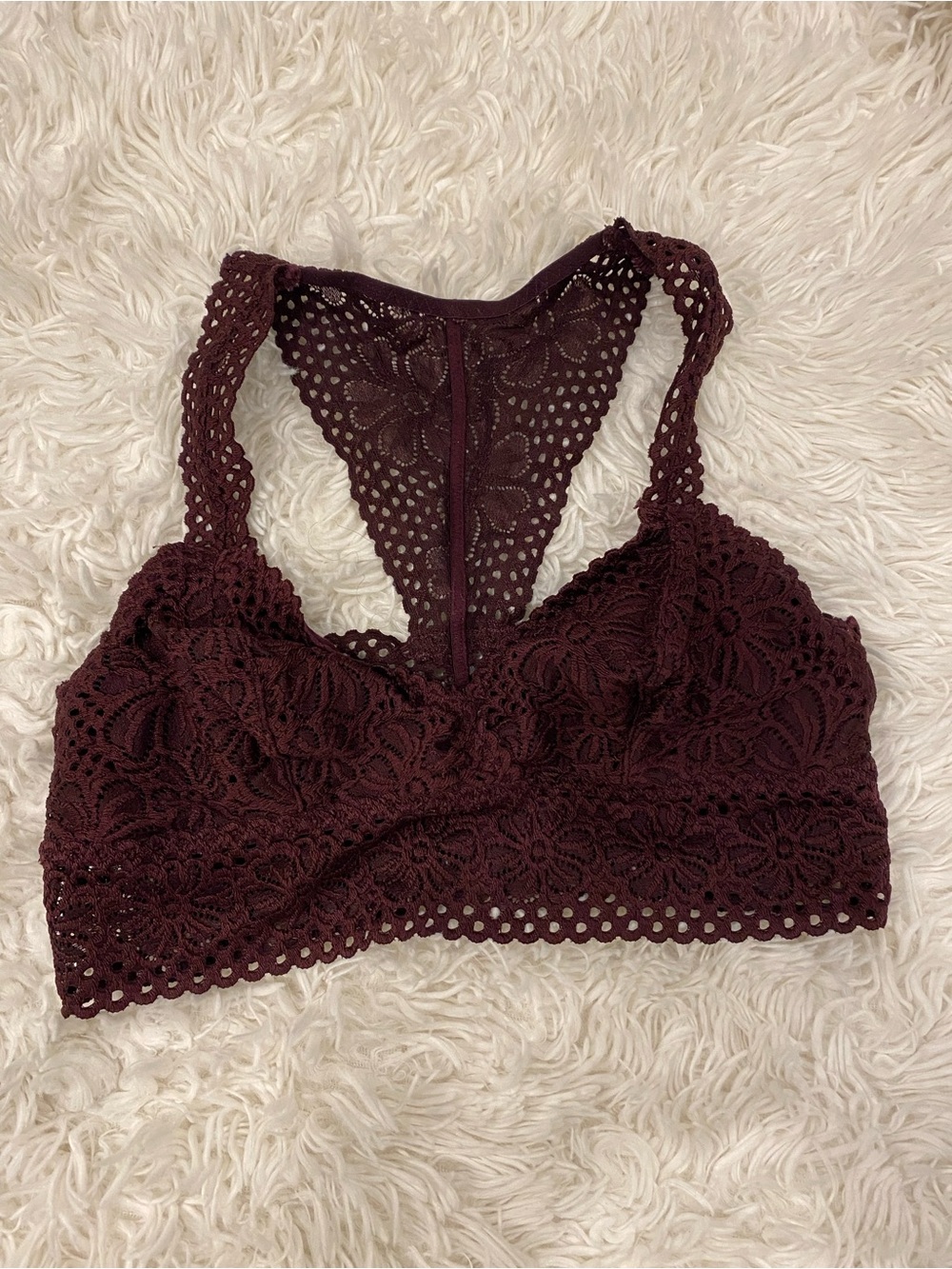 Aerie Burgundy Lace TBack Bralette Medium